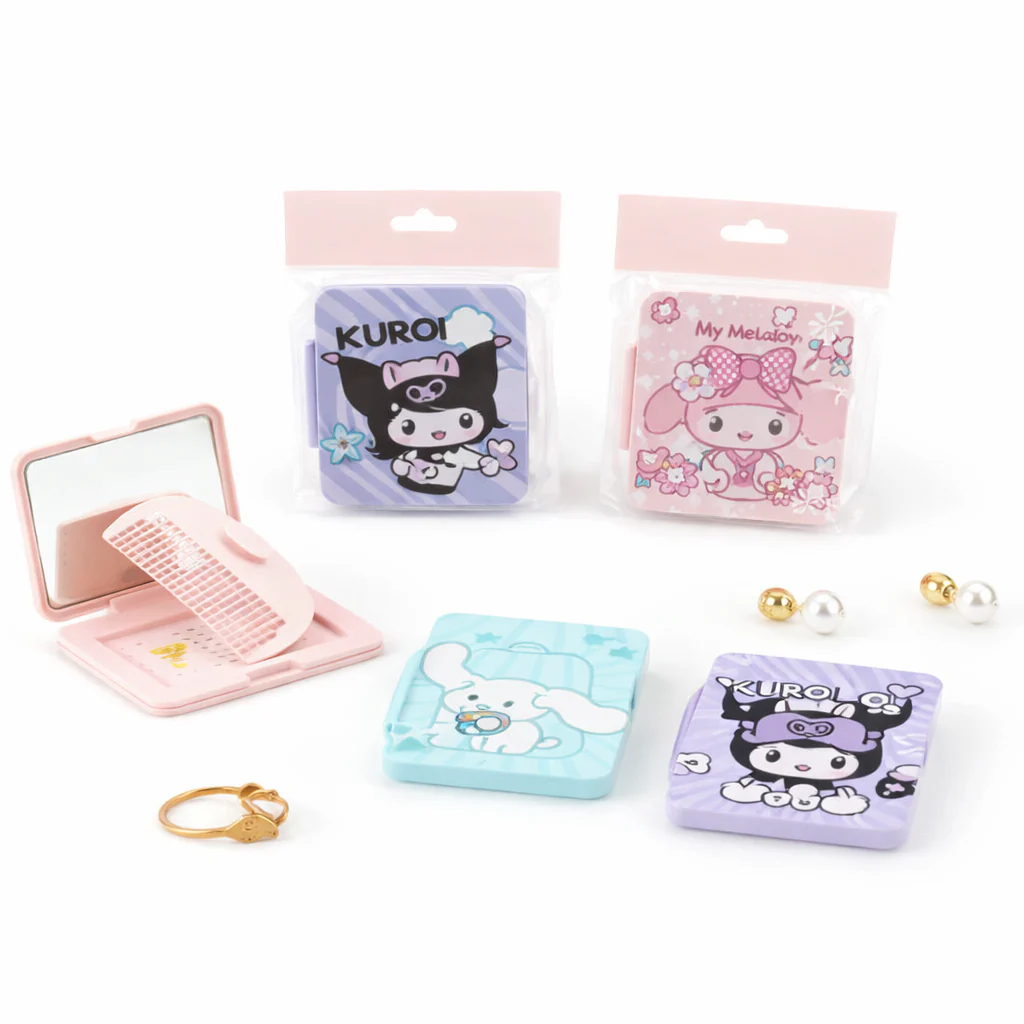 1 PC Kids Cartoon Comb Plus Mirror Set – Cute Portable Folding Hair Brush with Compact Mirror for Girls (Assorted) - Image 3