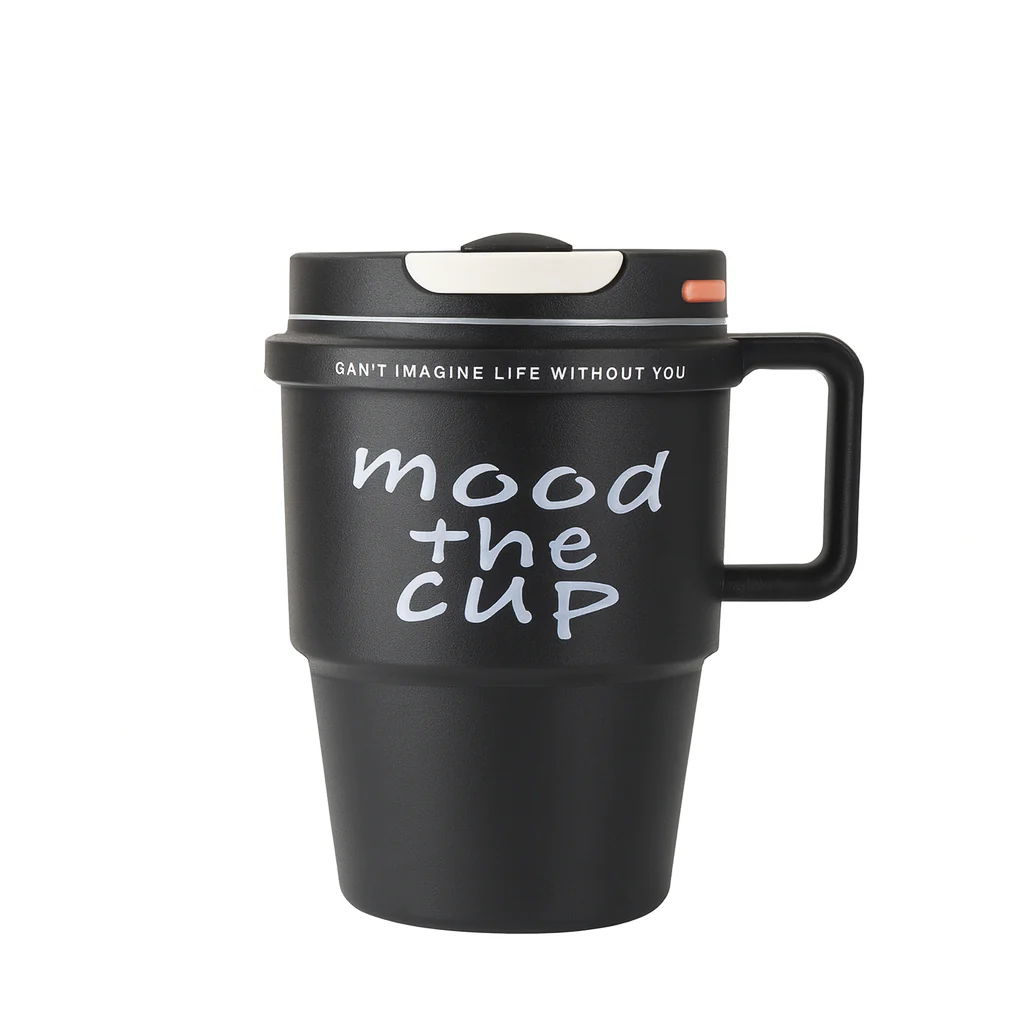 1200 ml Vacuum “Mood The Cup” – Large Insulated Travel Mug with Handle | Hot &amp; Cold Beverage Flask in Black, Green, Blue & Pink