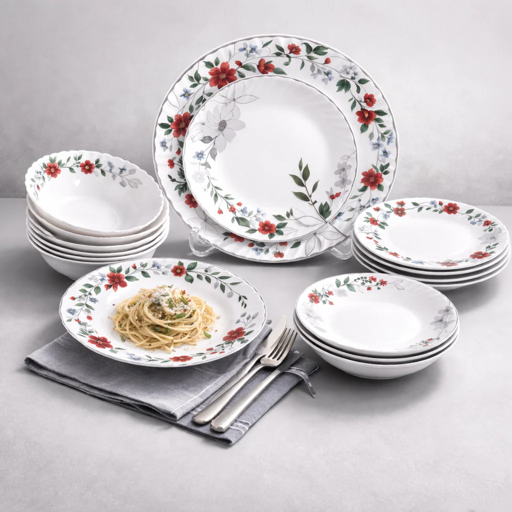 18 Pcs Dinner Set – Floral Print Tableware Collection