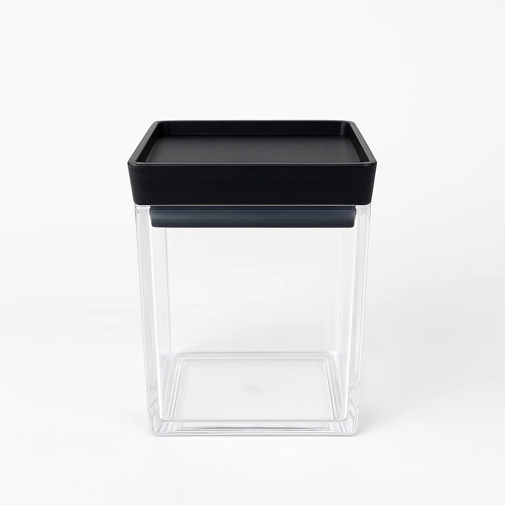 1Pc Acrylic Jar – Small, Medium & Large | Transparent Storage Container with Black Lid - Image 3