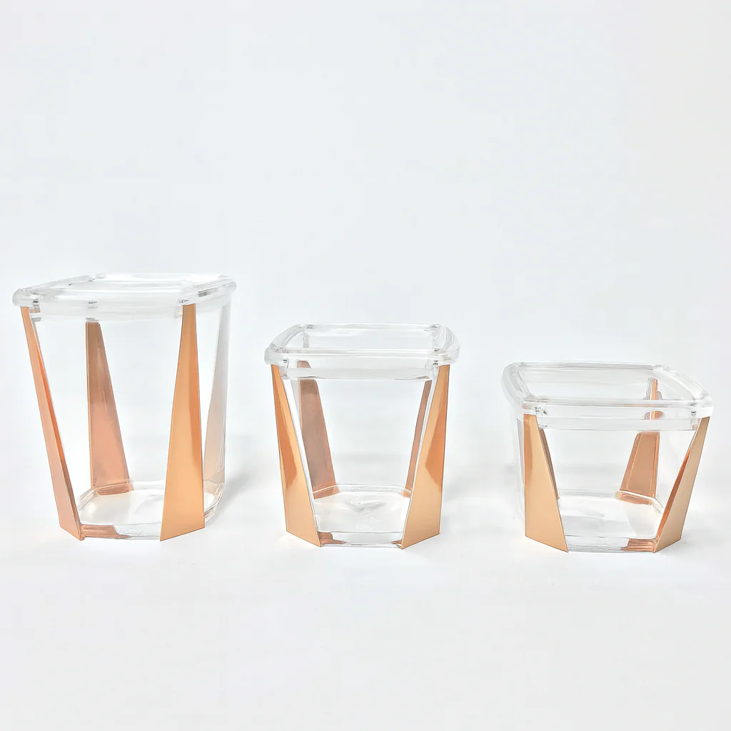 1Pc Acrylic Jar – Small, Medium & Large | Transparent Storage Container with Rose Gold Design - Image 2