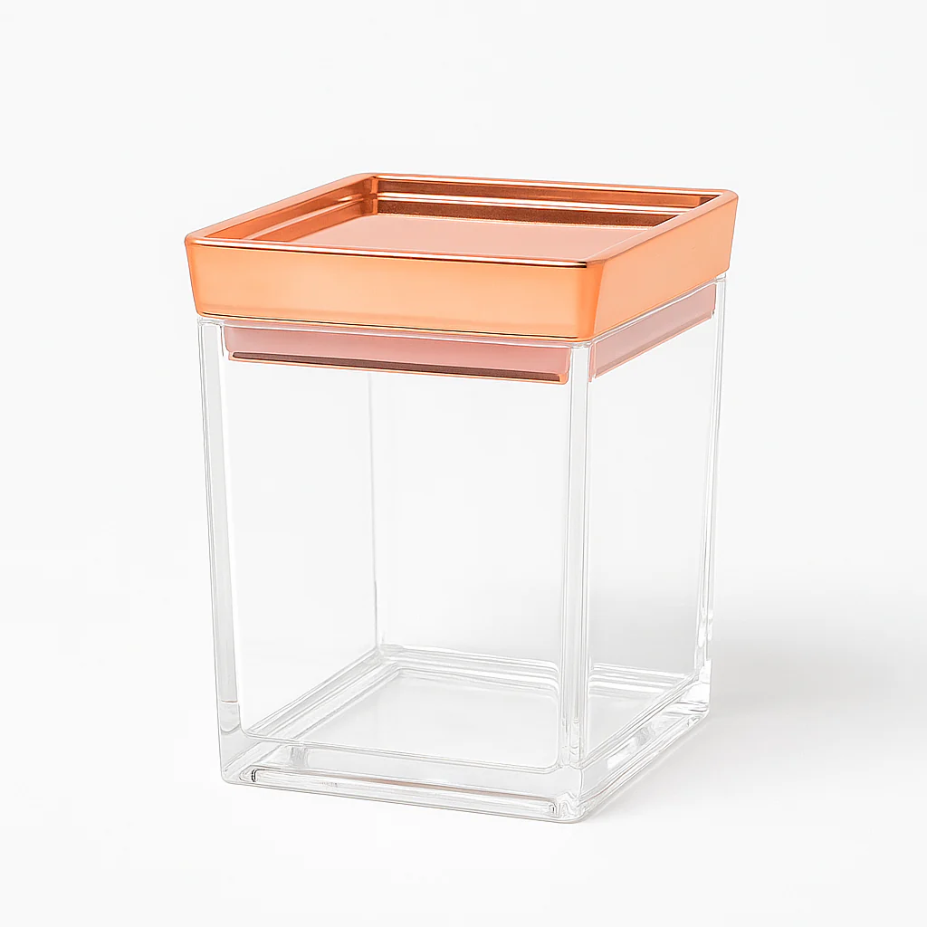 1Pc Acrylic Jar – Small, Medium & Large | Transparent Storage Container with Rose Gold Lid - Image 2