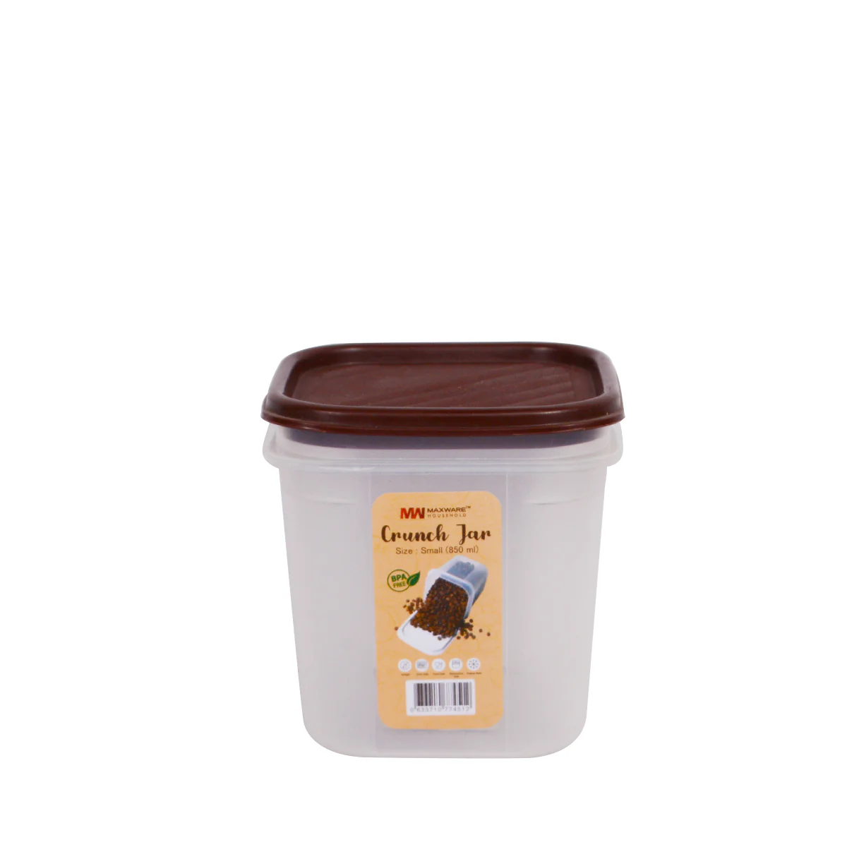 1pc Crunch Jar Small – 850 ml Plastic Airtight Food Storage Container (Grey, White, Brown, Red Lid Options) - Image 4