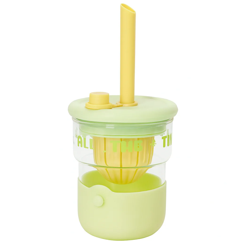 1Pc Cute Flower Glass with Straw & Lid – 1 Pc Drinking Cup (Purple, Blue, Pink, Green) - Image 4