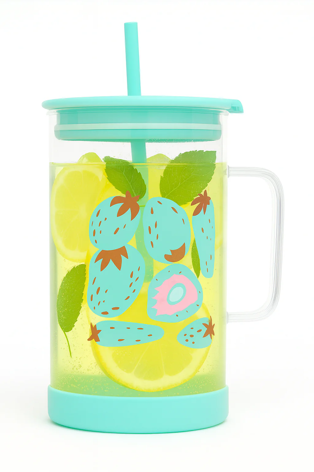 1Pc Cute Printed Glass with Handle & Straw – Drinking Cup - Image 4