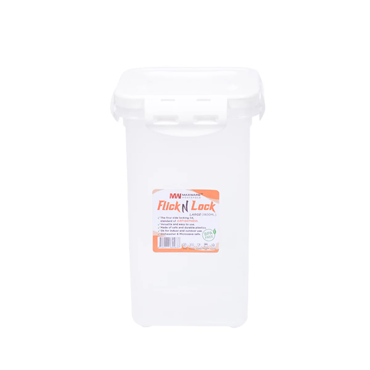 1pc Flick & Lock Large – 1800 ml Airtight Food Storage Jar (White, Pink, Beige, Grey Lid Options) - Image 3