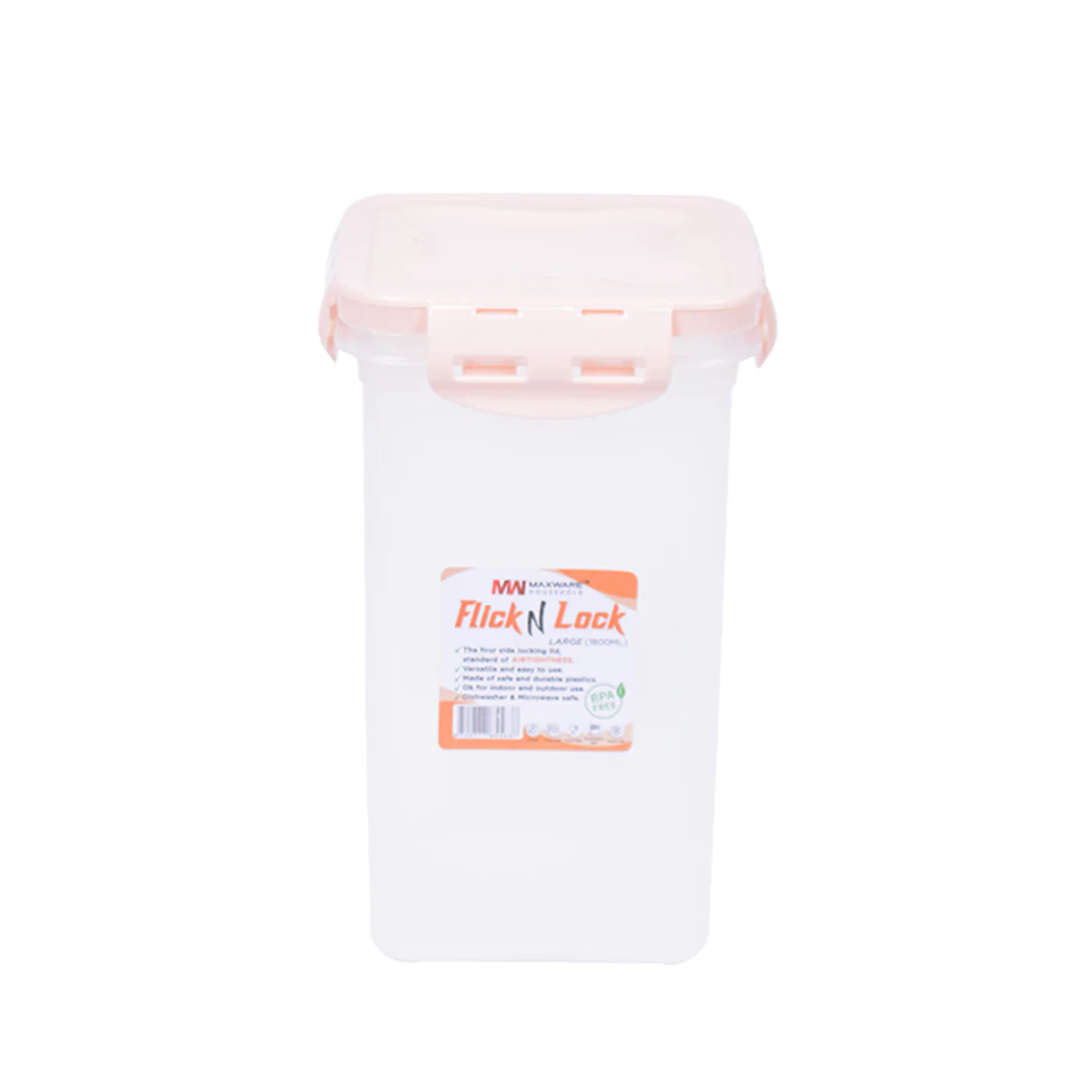 1pc Flick & Lock Large – 1800 ml Airtight Food Storage Jar (White, Pink, Beige, Grey Lid Options) - Image 4