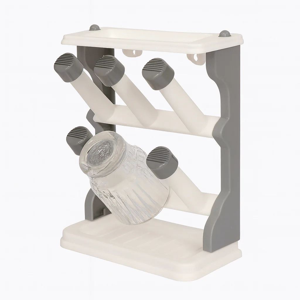 1pc Glass Stand Holder – 6 Cup Drying Rack for Kitchen.