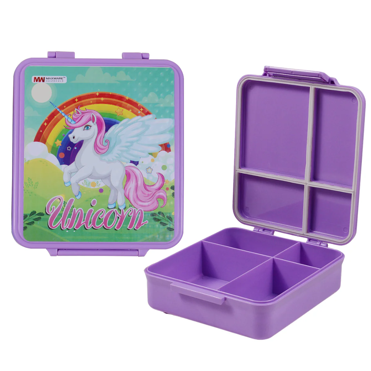 1pc Kids Munch Box – 4 Compartment Lunch Box with Cartoon Prints - Image 4
