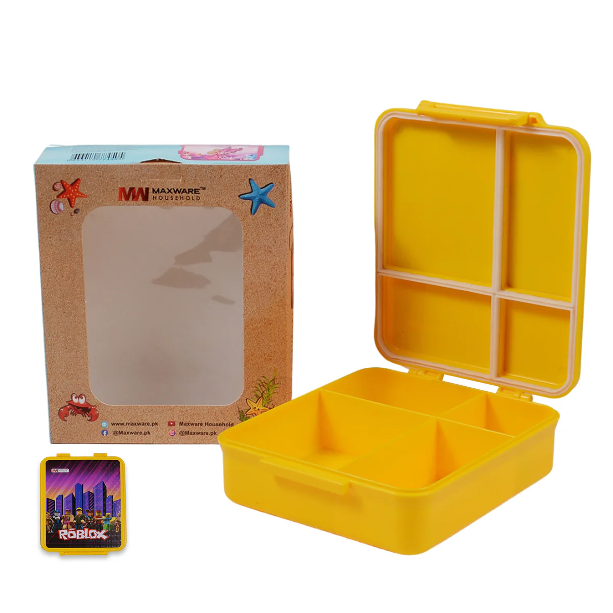 1pc Kids Munch Box – 4 Compartment Lunch Box with Cartoon Prints - Image 5