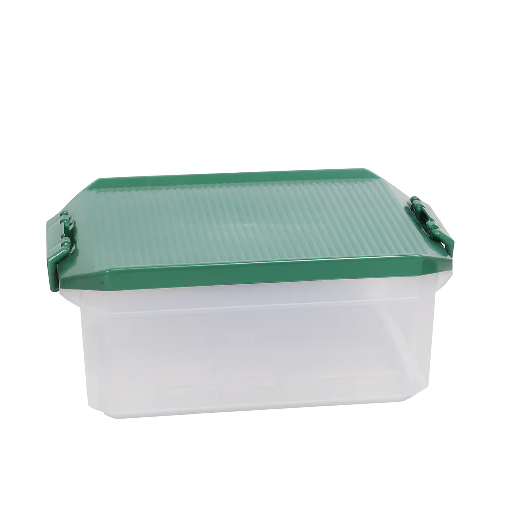 1pc Large Plastic Storage Box with Locking Lid – 4500ml Food-Grade Container (Red & Transparent) - Image 3