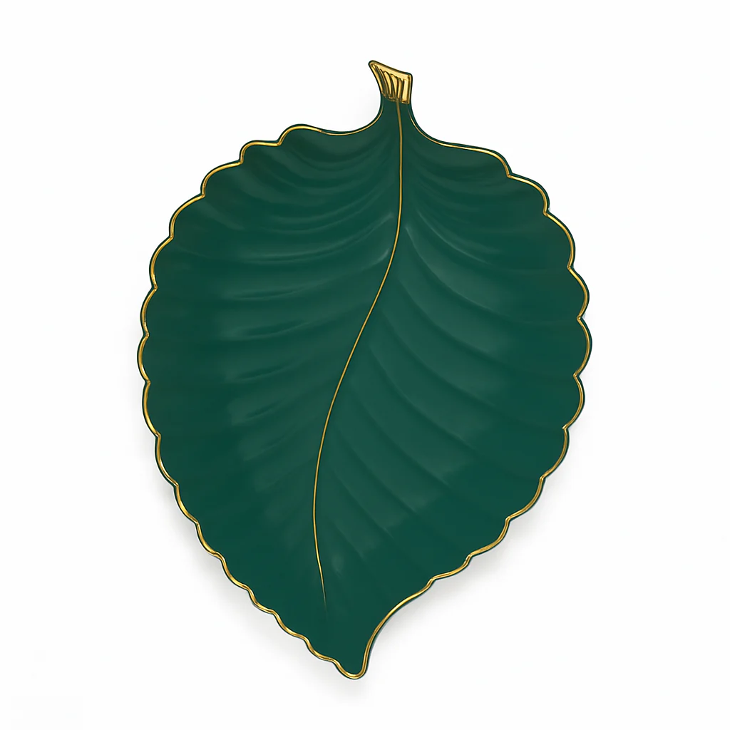 1Pc Leaf Platter Single – Green (Small & Large) | Luxury Ceramic Decorative Serving Tray - Image 2