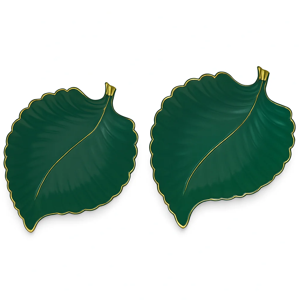 1Pc Leaf Platter Single – Green (Small & Large) | Luxury Ceramic Decorative Serving Tray - Image 3
