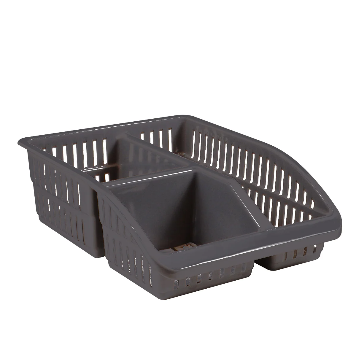 1pc Organizer Basket #4 (Assorted)  – 3 Compartment Plastic Storage Basket (Pink, Beige, White, Grey) - Image 3