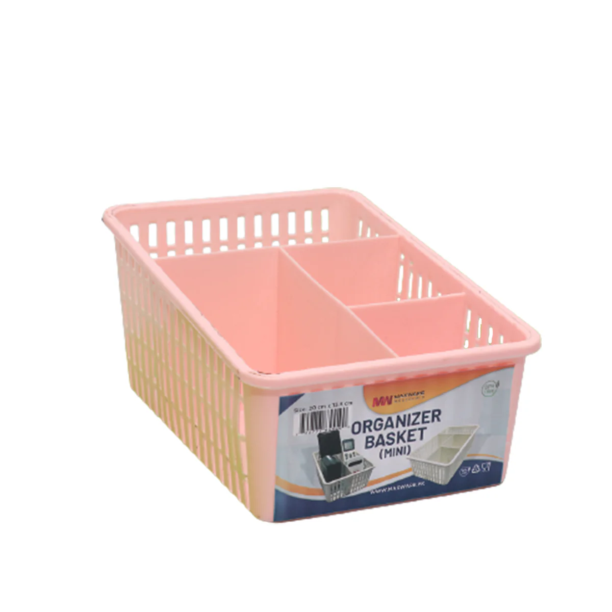 1pc Organizer Basket Mini #1 (Assorted) – 3 Compartment Plastic Storage Basket (Grey, Beige, Pink, White - Image 2
