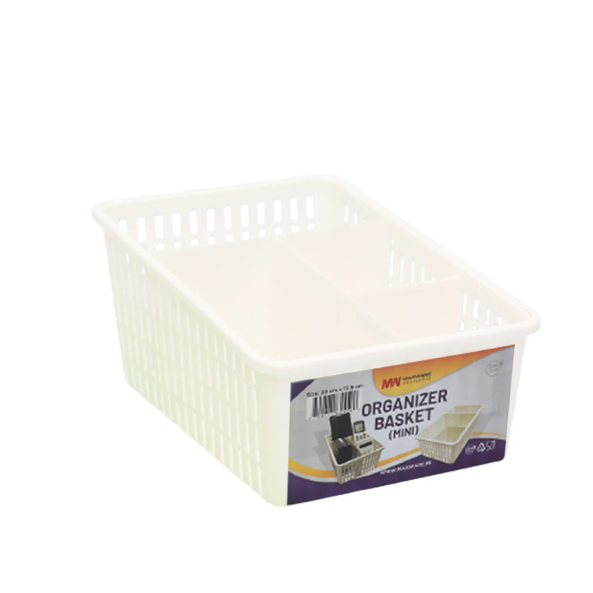 1pc Organizer Basket Mini #1 (Assorted) – 3 Compartment Plastic Storage Basket (Grey, Beige, Pink, White - Image 3