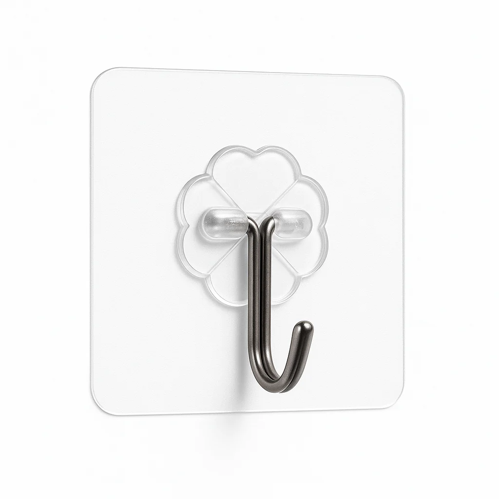 1Pc Self-Adhesive Plastic Wall Hooks – Heavy-Duty Transparent Hooks for Kitchen, Bathroom &amp; Office | Reusable Waterproof Wall Hangers (Set of 10) - Image 2