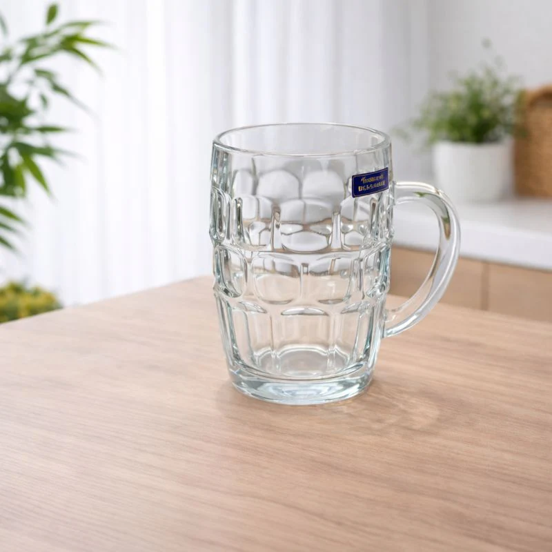 1Pc Textured Glass Mug with Handle