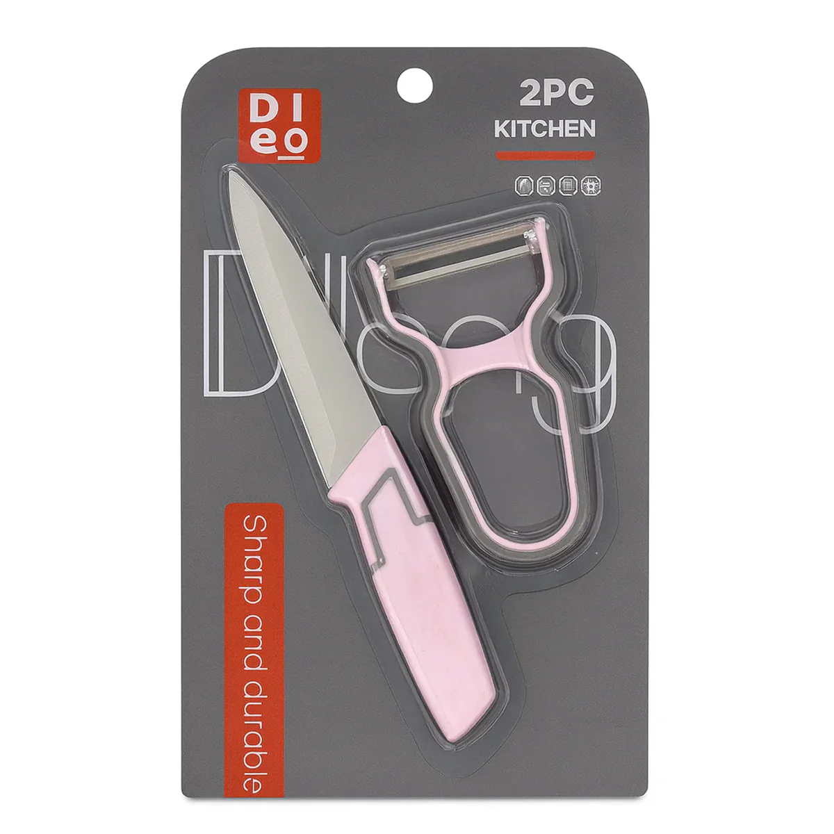 2 Pcs Kitchen Knife & Peeler Set – Pink green white