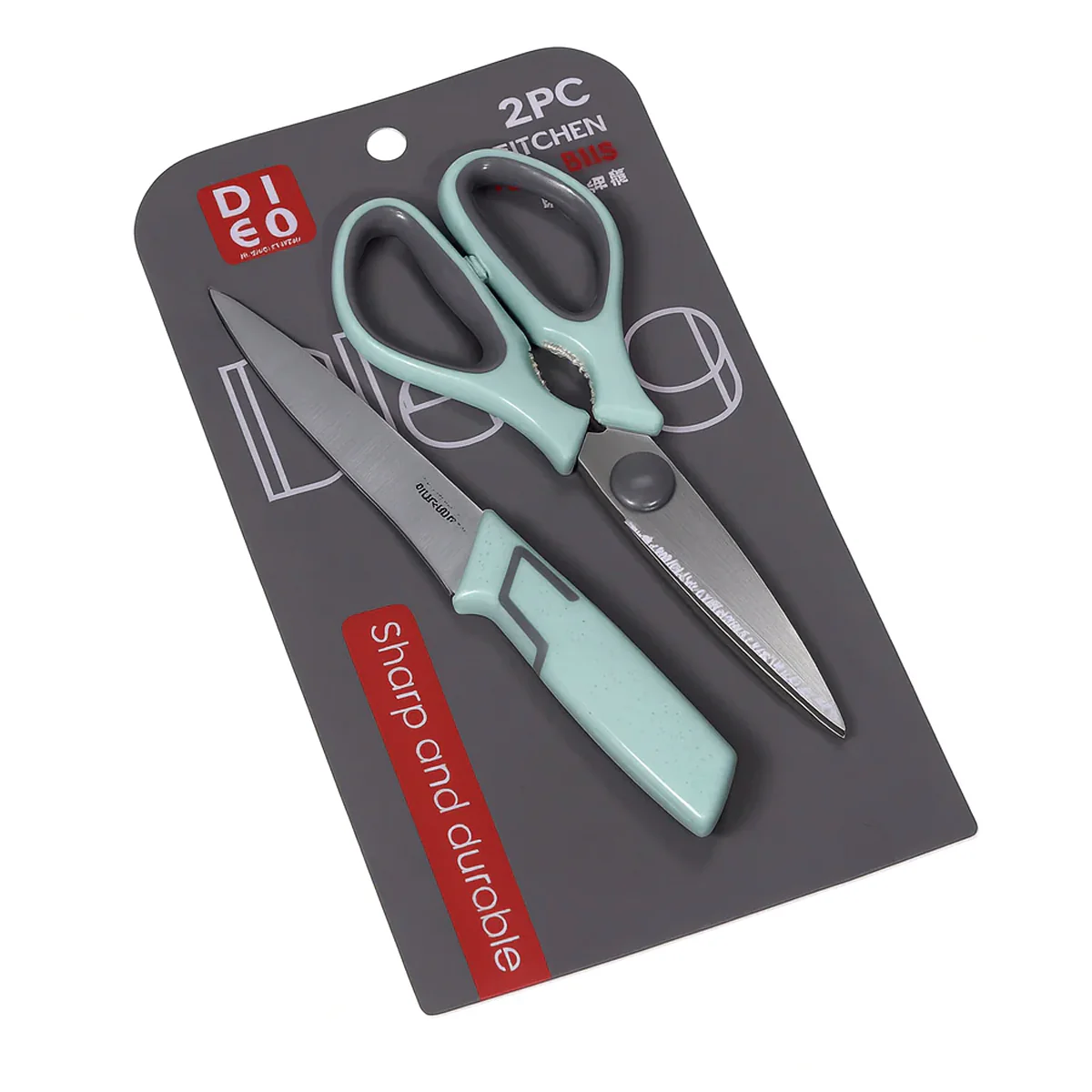 2 Pcs Kitchen Knife & Scissor Set – Green