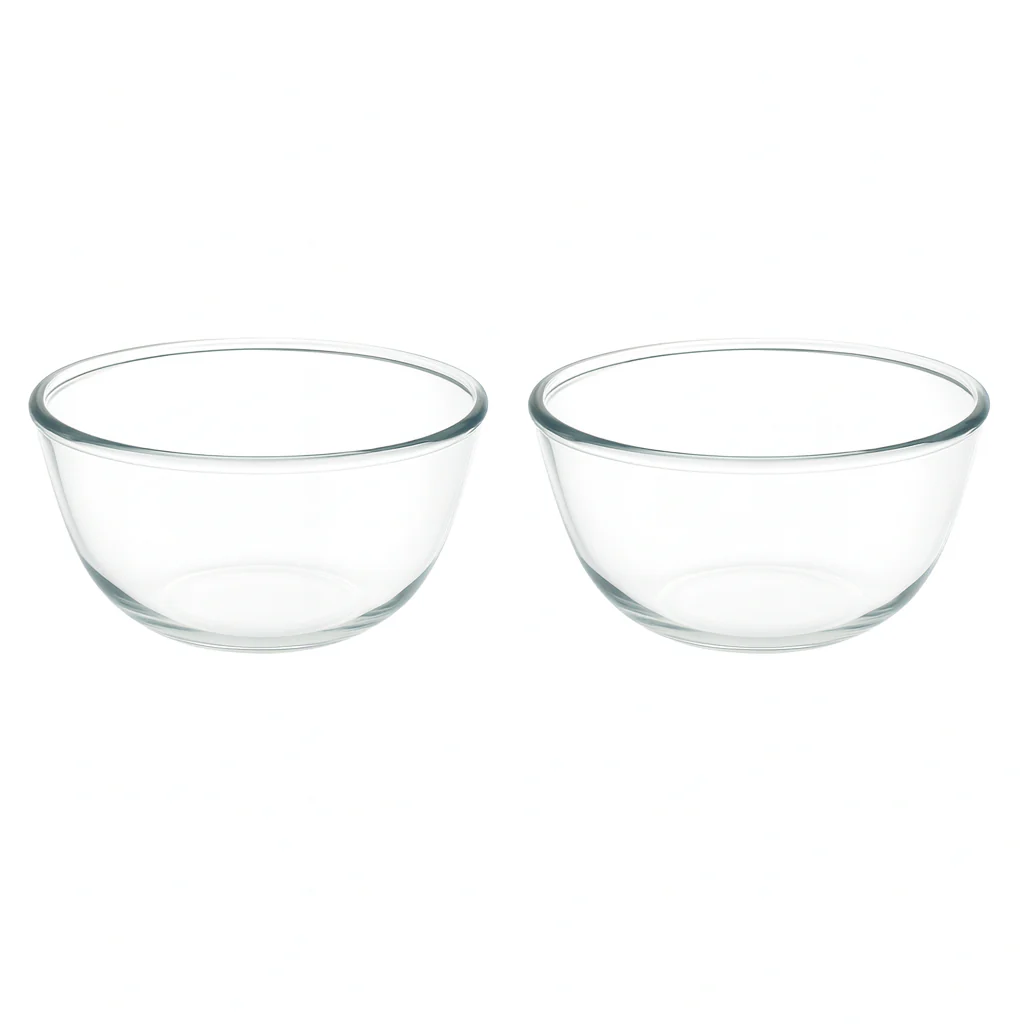 2-Piece Clear Glass Bowl Set – 2500 ml Large Mixing & Serving Bowls for Kitchen Use - Image 2