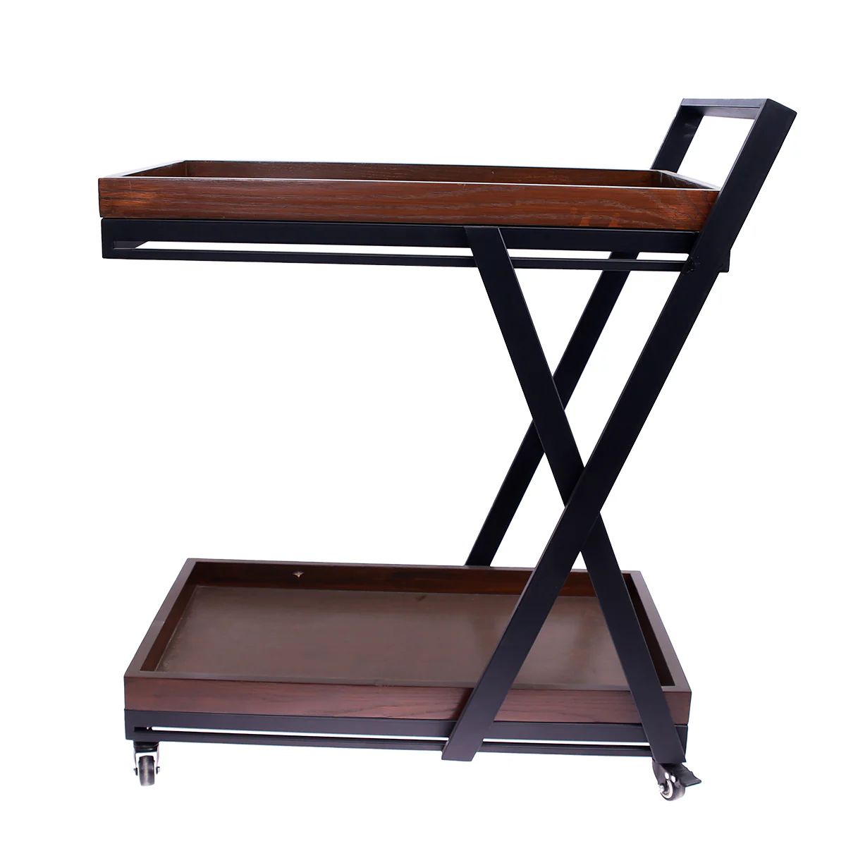 2 Step Wooden Tea Trolley X Design - Image 5