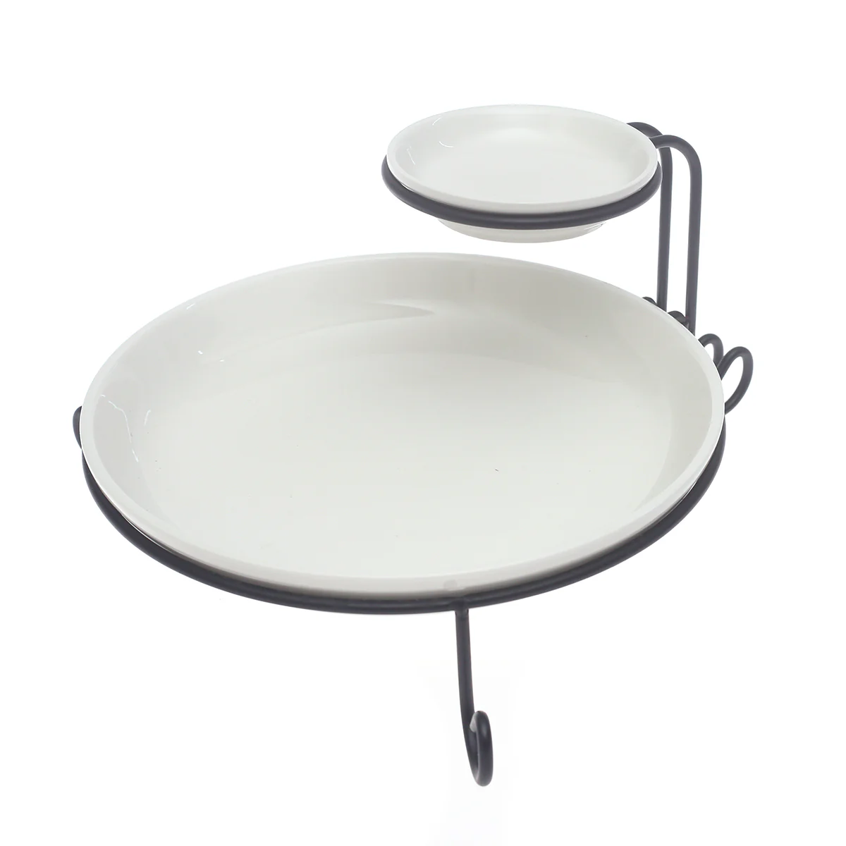2Pcs Ceramic Bowl Set with Metal Stand – Elegant Chip & Dip Serving Set - Image 2
