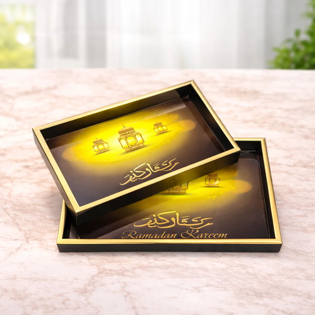 2Pcs Tray Set – Premium Rectangular Serving Trays with Elegant Gold Finish