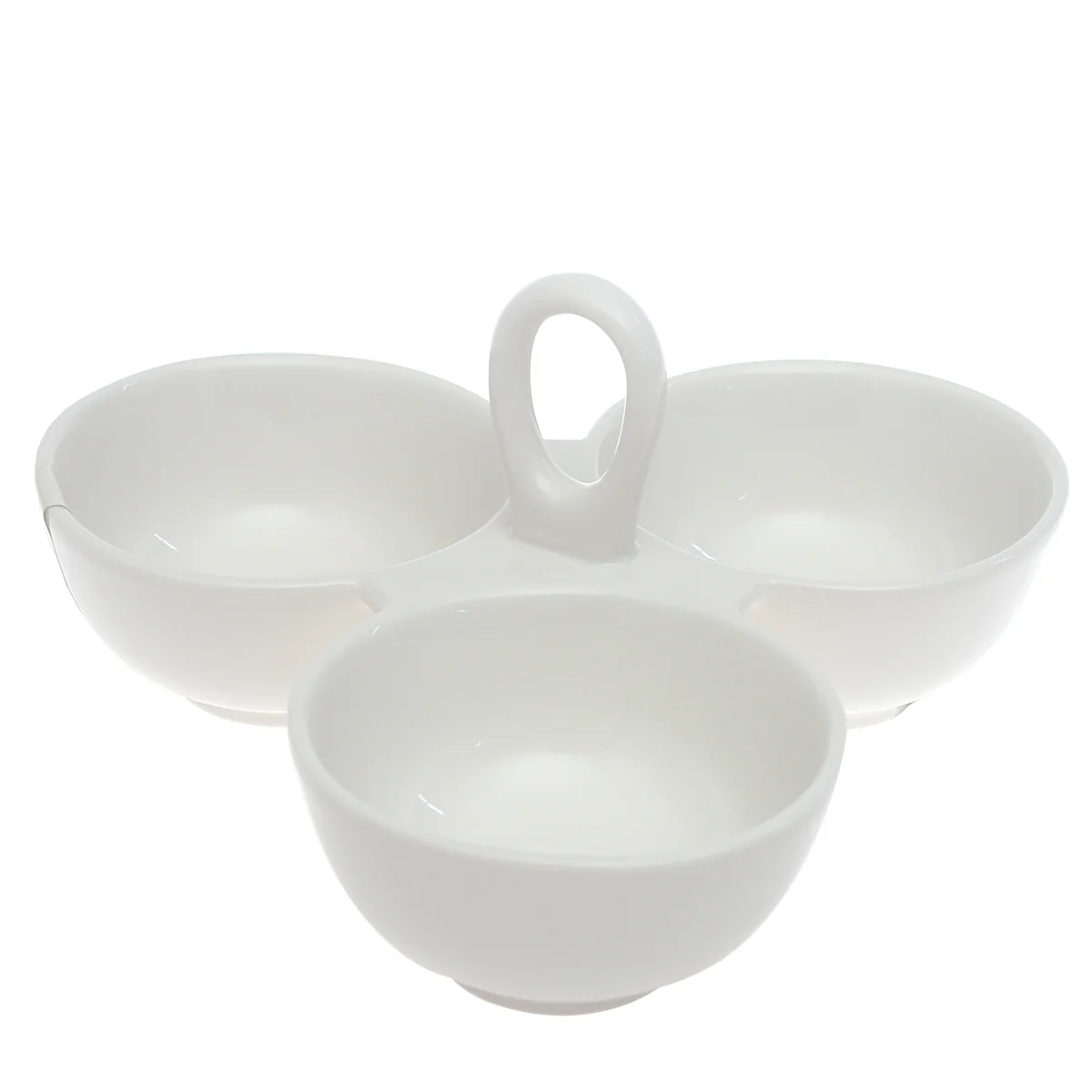 3 Division Dry Fruit Serving Bowl – Elegant White Ceramic Snack Platter - Image 2