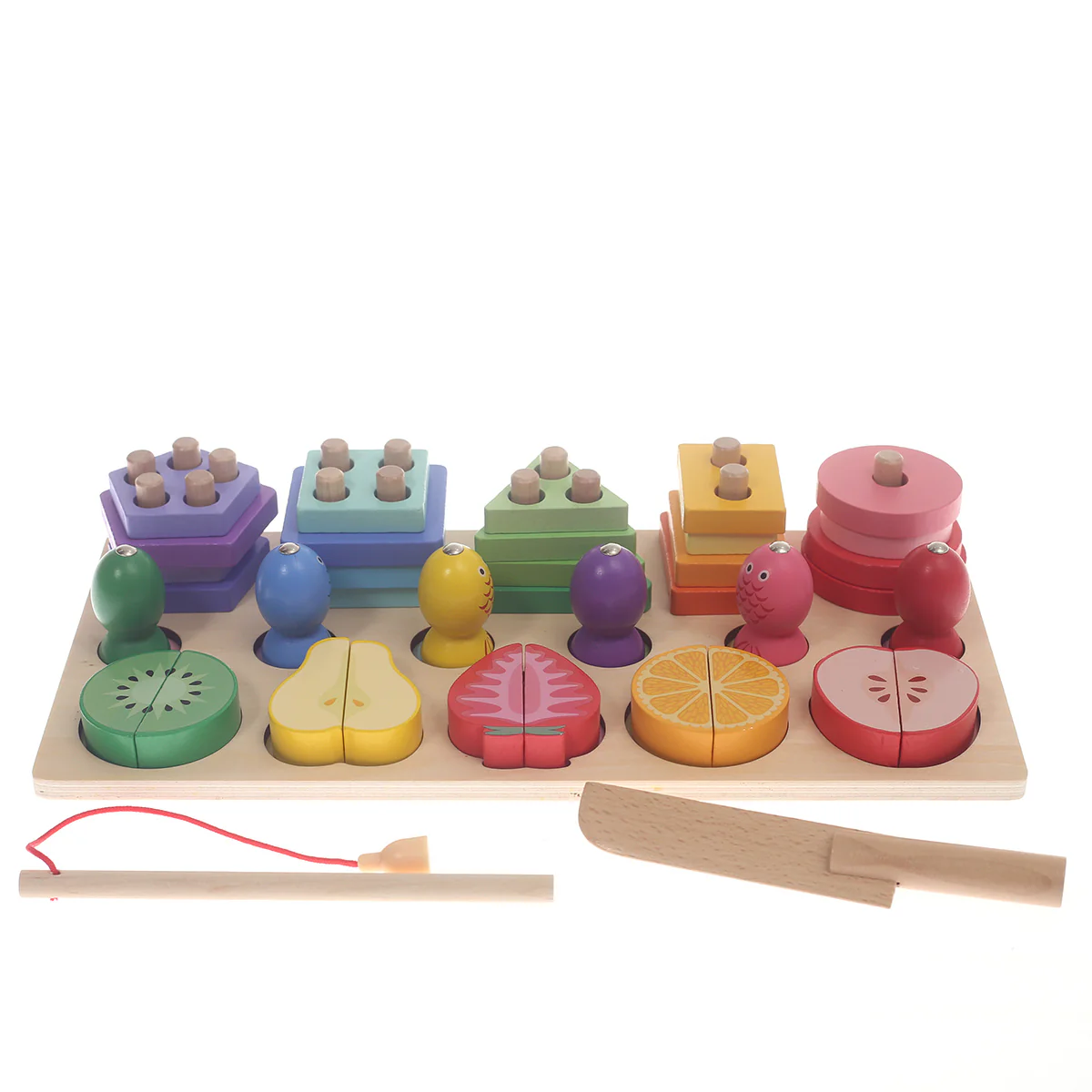 3 In 1 Shape Sorter, Fruit Cutting & Fishing Multi 13 X 6.5 Inch ZA-SG-2407-6