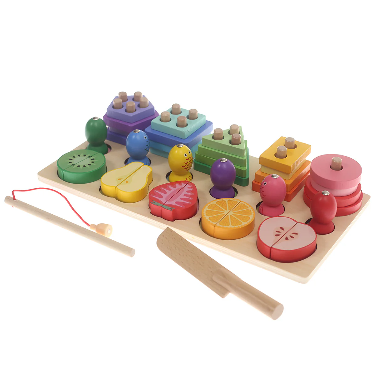 3 In 1 Shape Sorter, Fruit Cutting & Fishing Multi 13 X 6.5 Inch ZA-SG-2407-6 - Image 2
