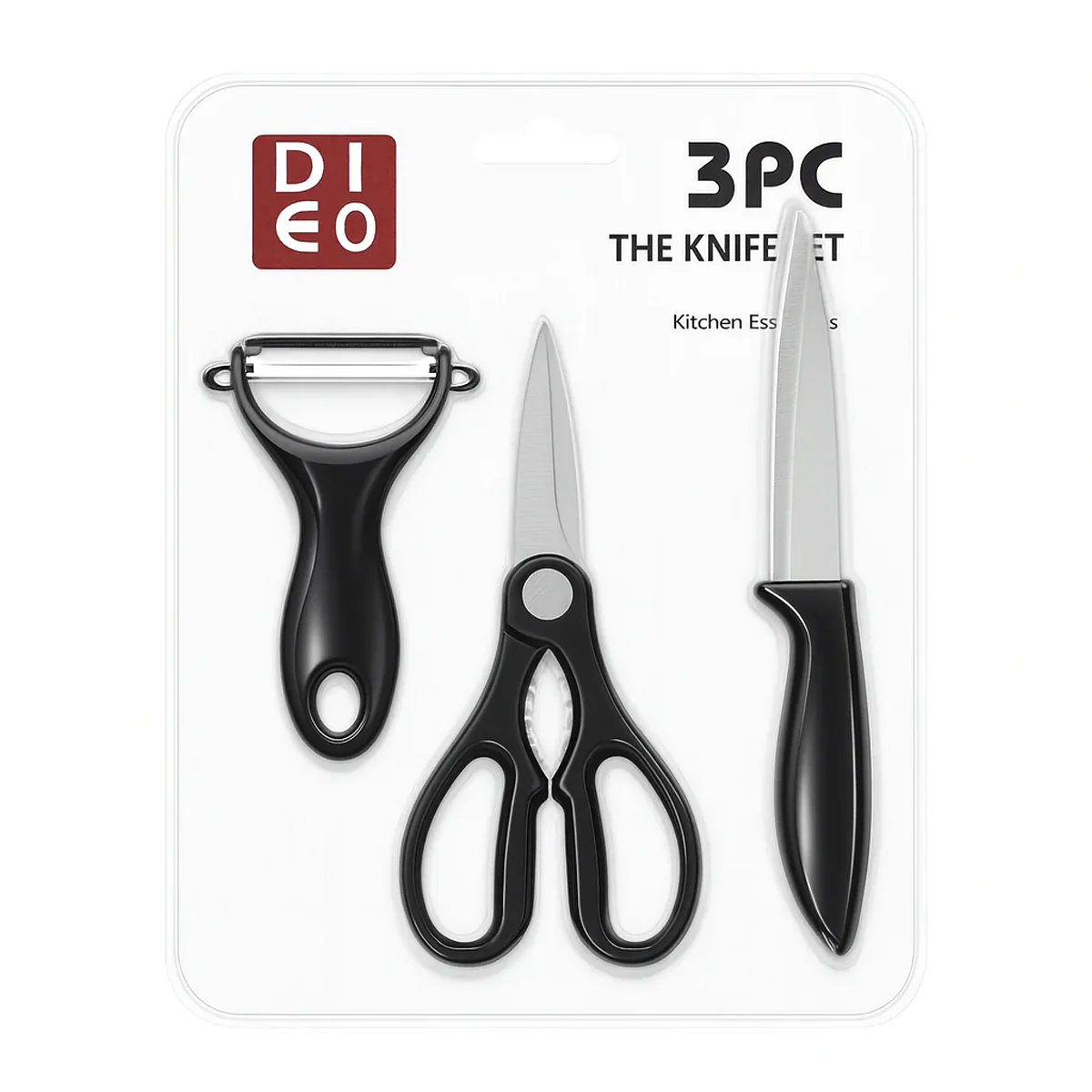 3 Pcs DIEO Kitchen Tool Set – Knife, Scissors & Peeler