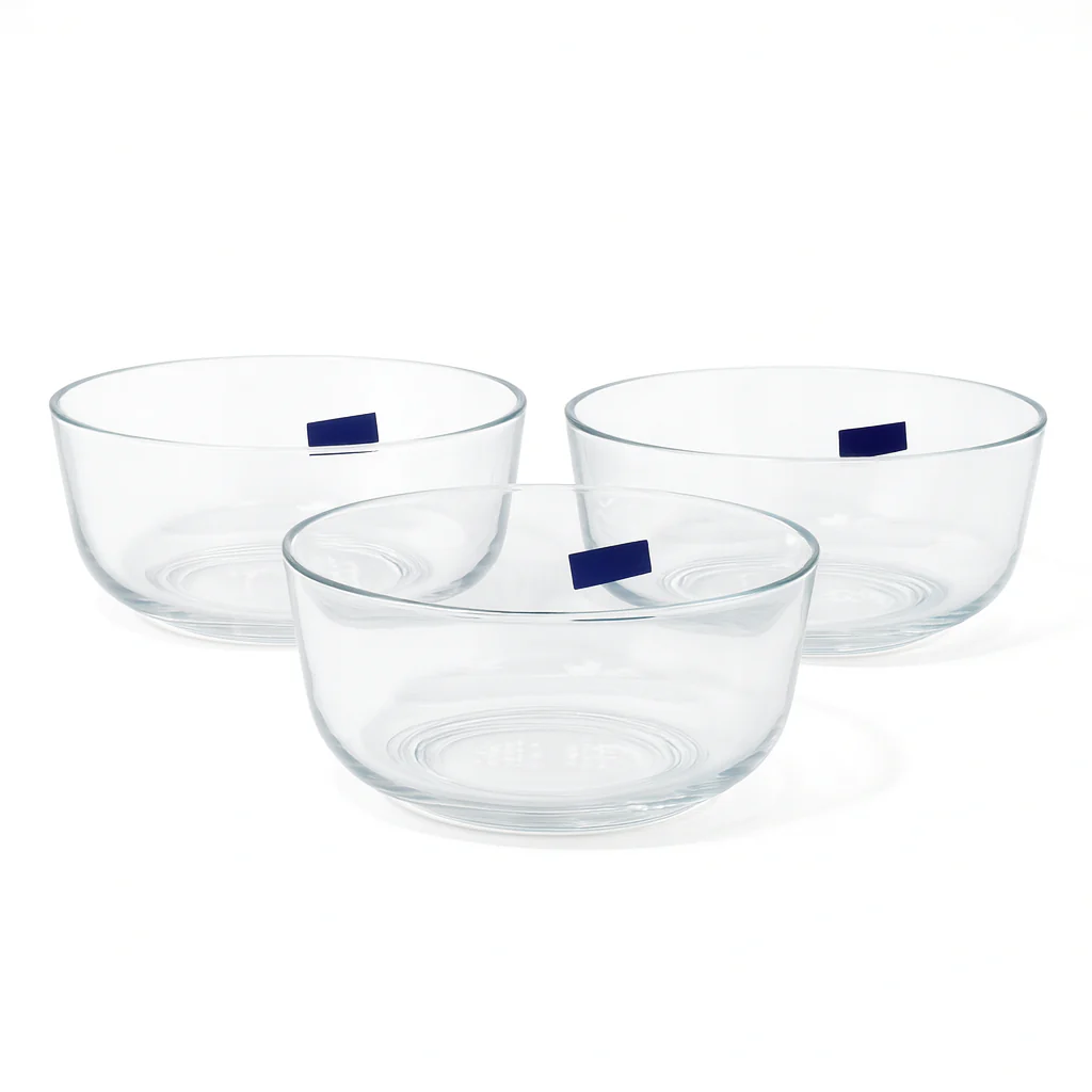 3-Piece Clear Glass Bowl Set – 2200 ml Large Multi-Purpose Mixing & Serving Bowls - Image 2