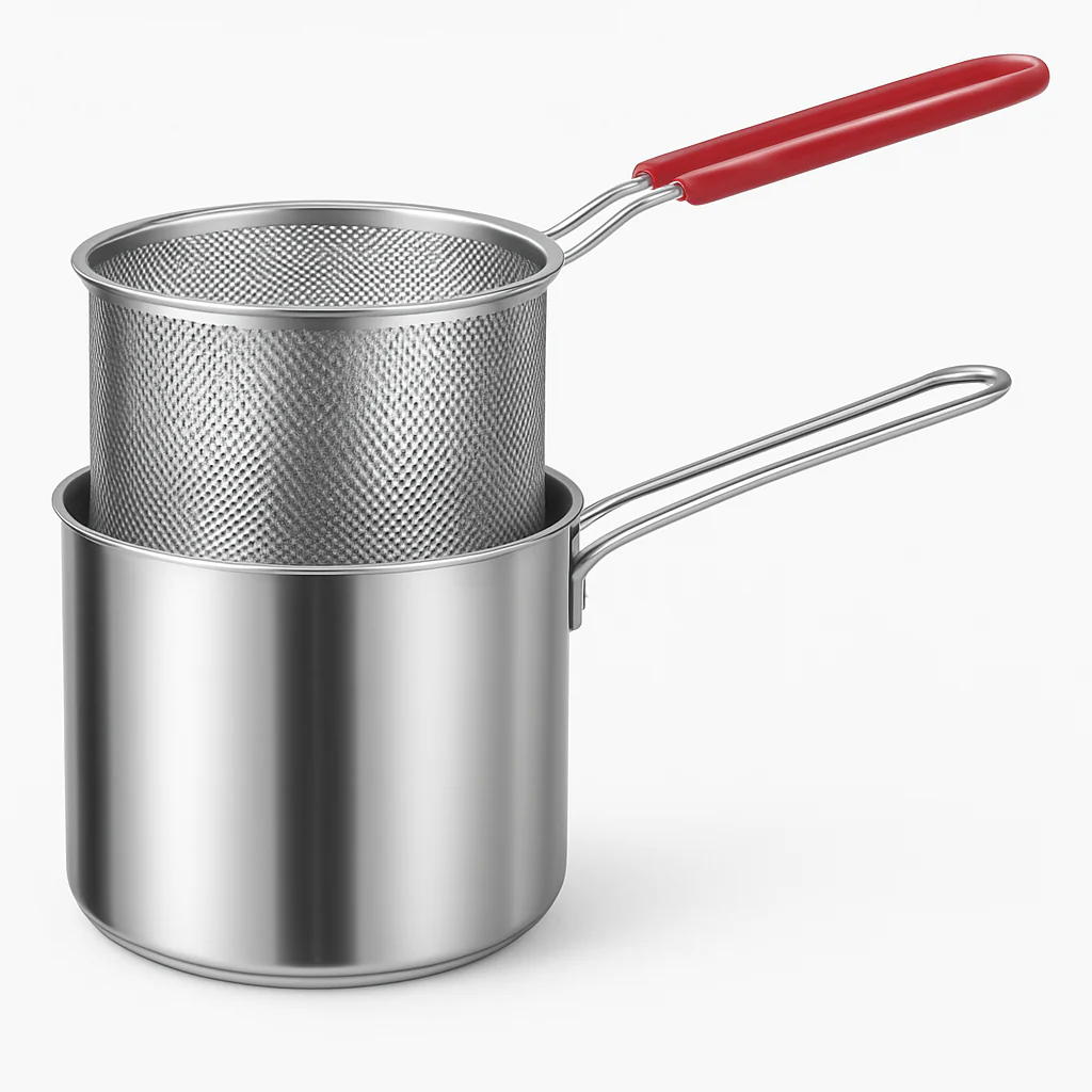 3-Piece Deep Fry Pot Set – Stainless Steel Fryer with Basket - Image 2
