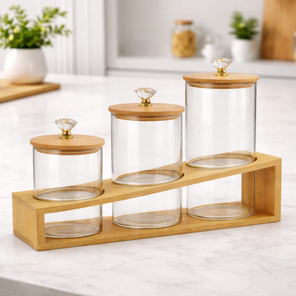 3-Piece Diamond Storage Jar Set