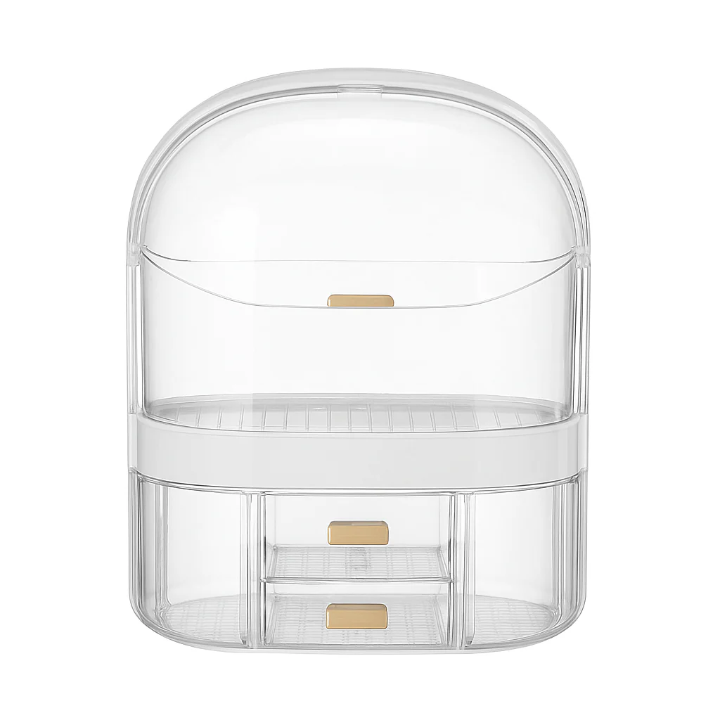 3-Section Vanity Organizer – Clear Makeup & Skincare Storage Box