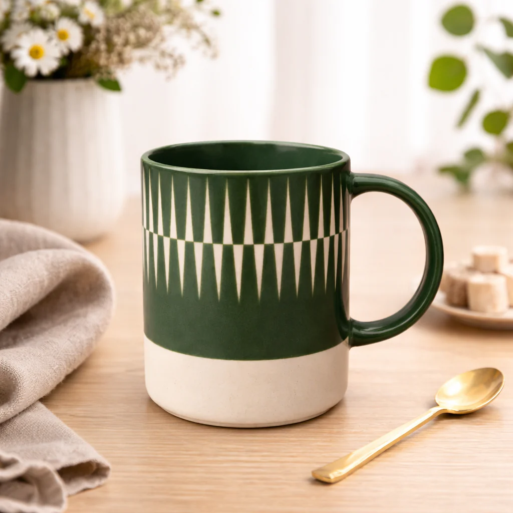 380ml Green Mug – Modern Pattern Coffee Mug