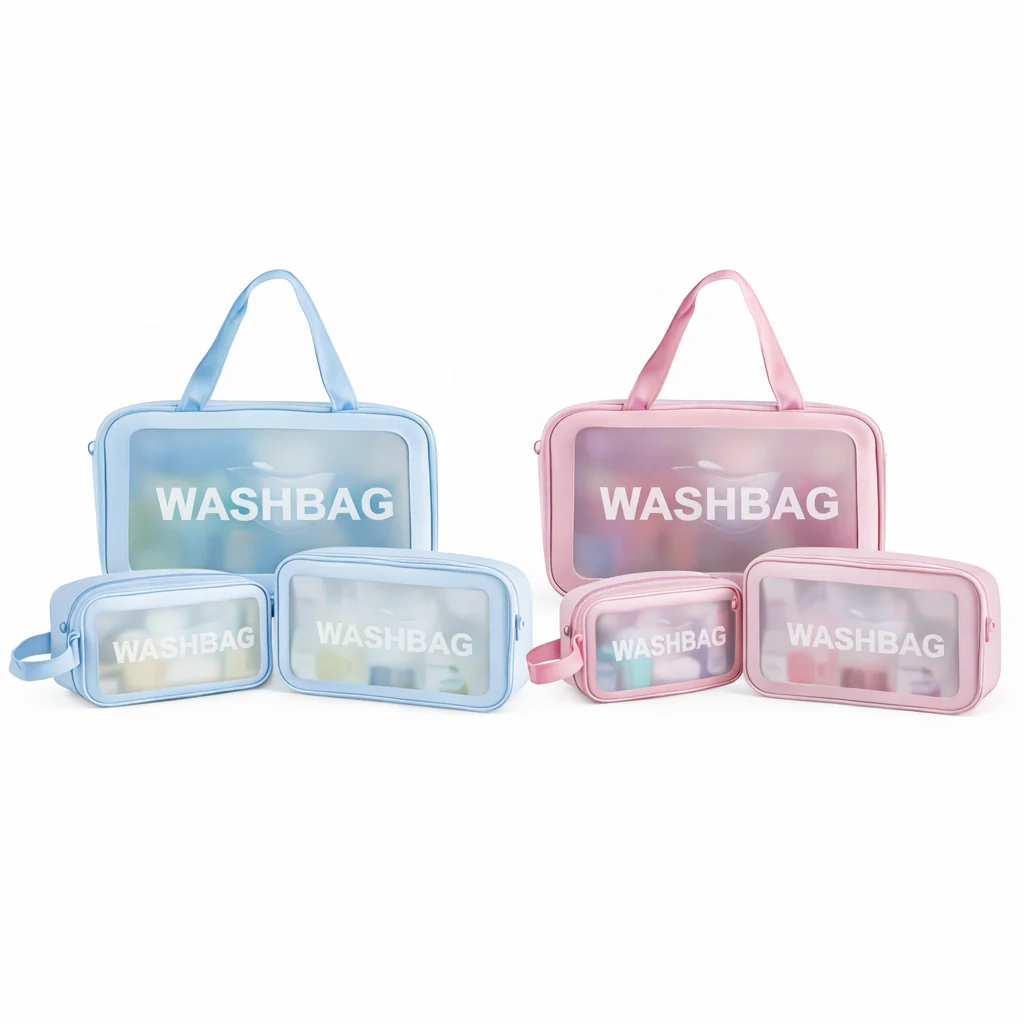 3PCS Wash Bag Set – Travel Toiletry Organizer (Assorted Colours) - Image 2