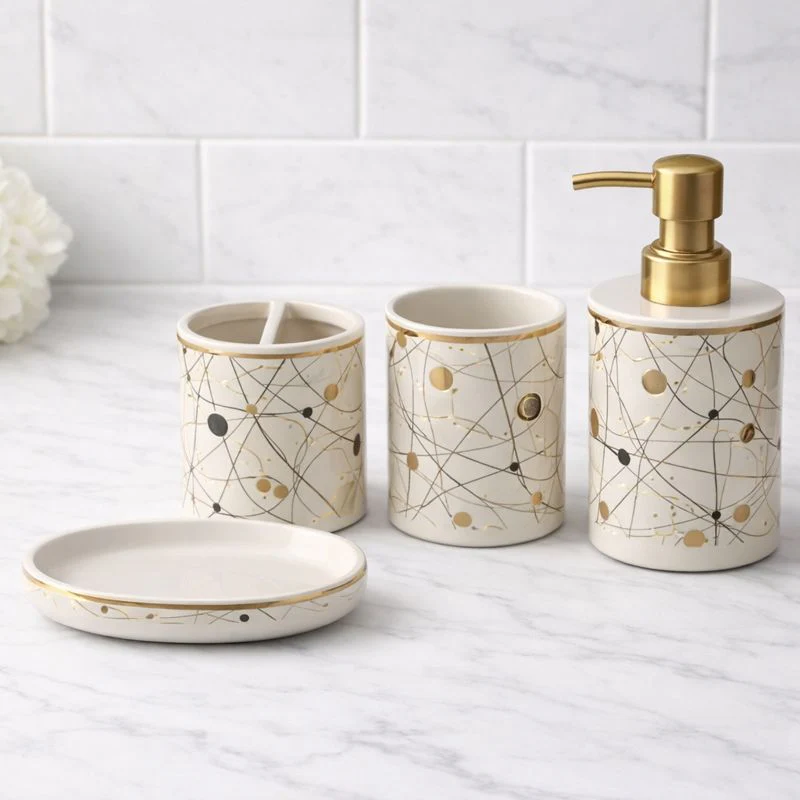 4-Piece Ceramic Bathroom 8-2 Set Black / White - Image 2