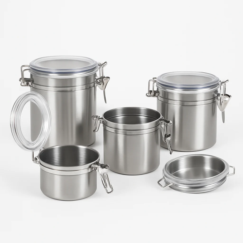 4-Piece Stainless Steel Airtight Canister Set