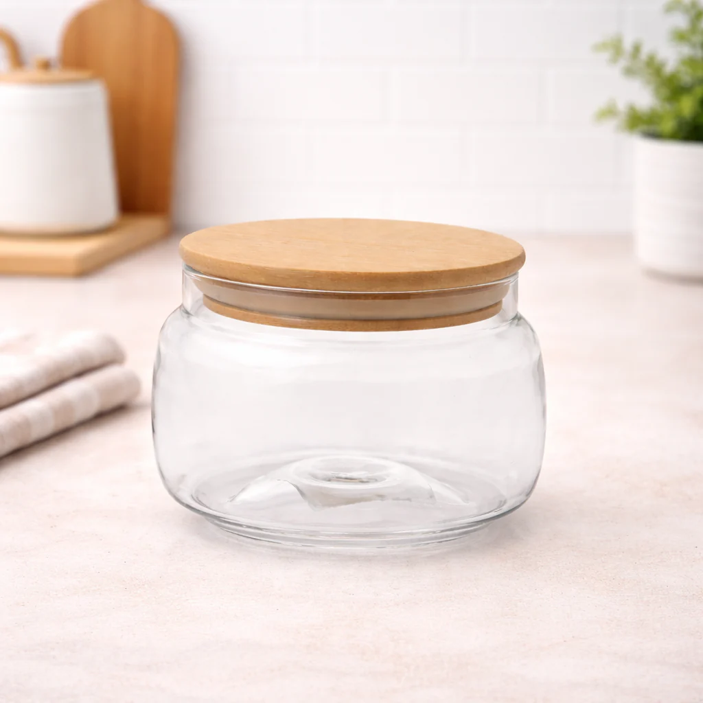 400ml Storage Jar with Wood Lid – Compact Container