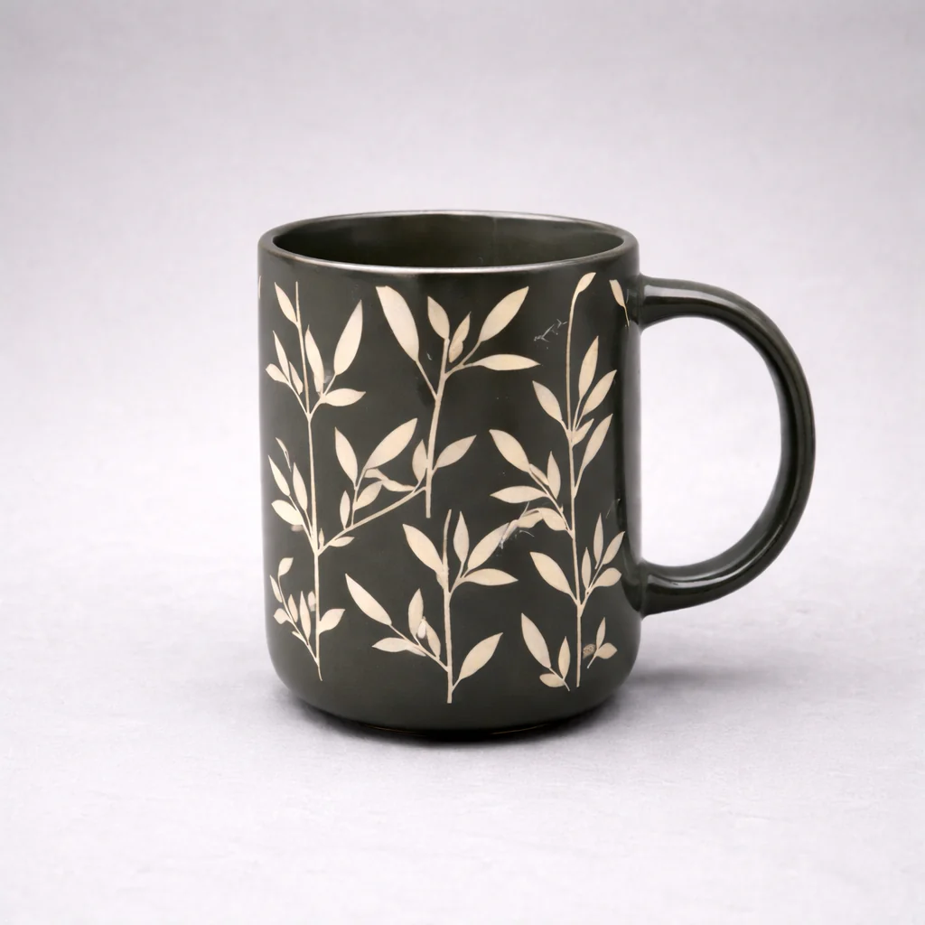 450ml Dark green Porcelain Mug – Elegant Printed Coffee Mug