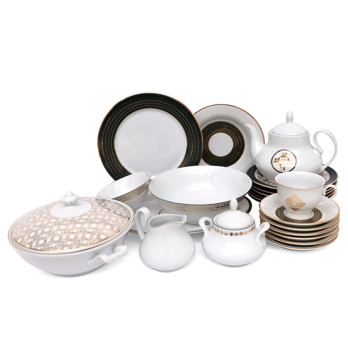 45Pcs Dinner Set Arch Geo Dark - Image 3