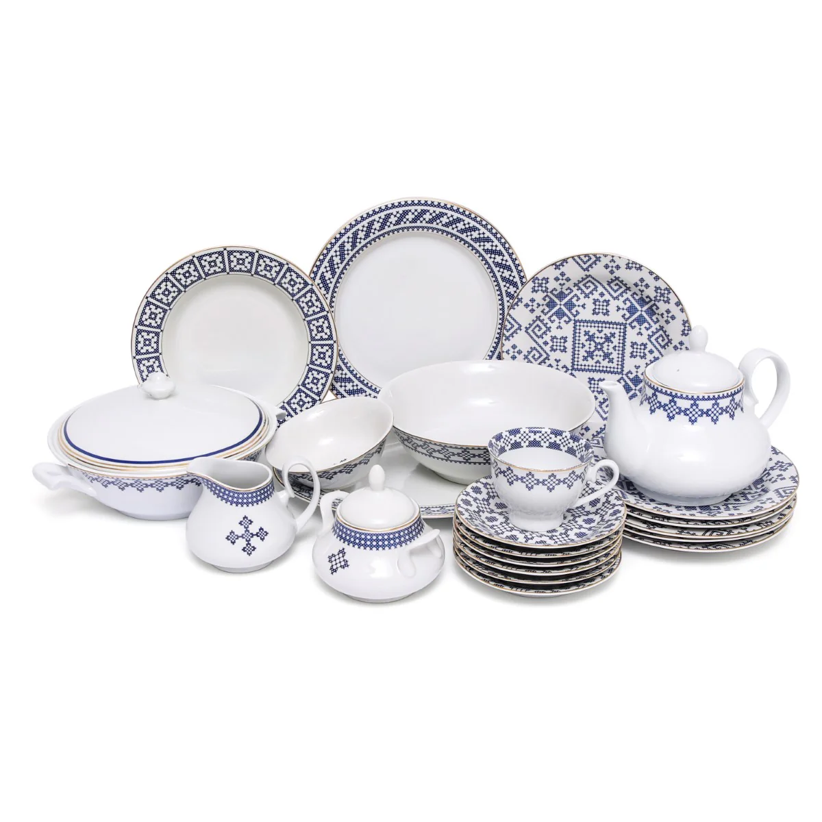 45Pcs Dinner Set Blue Sapphire - Image 3