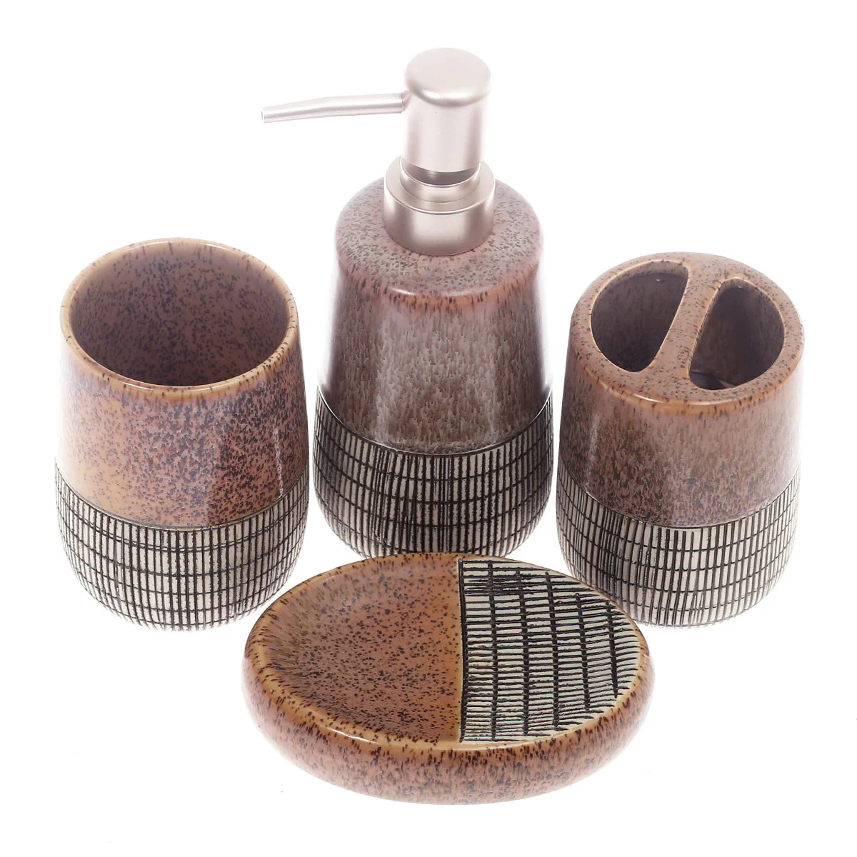 4Pcs Bath Set Brown 10 X 8 Inch Gs-11 - Image 2