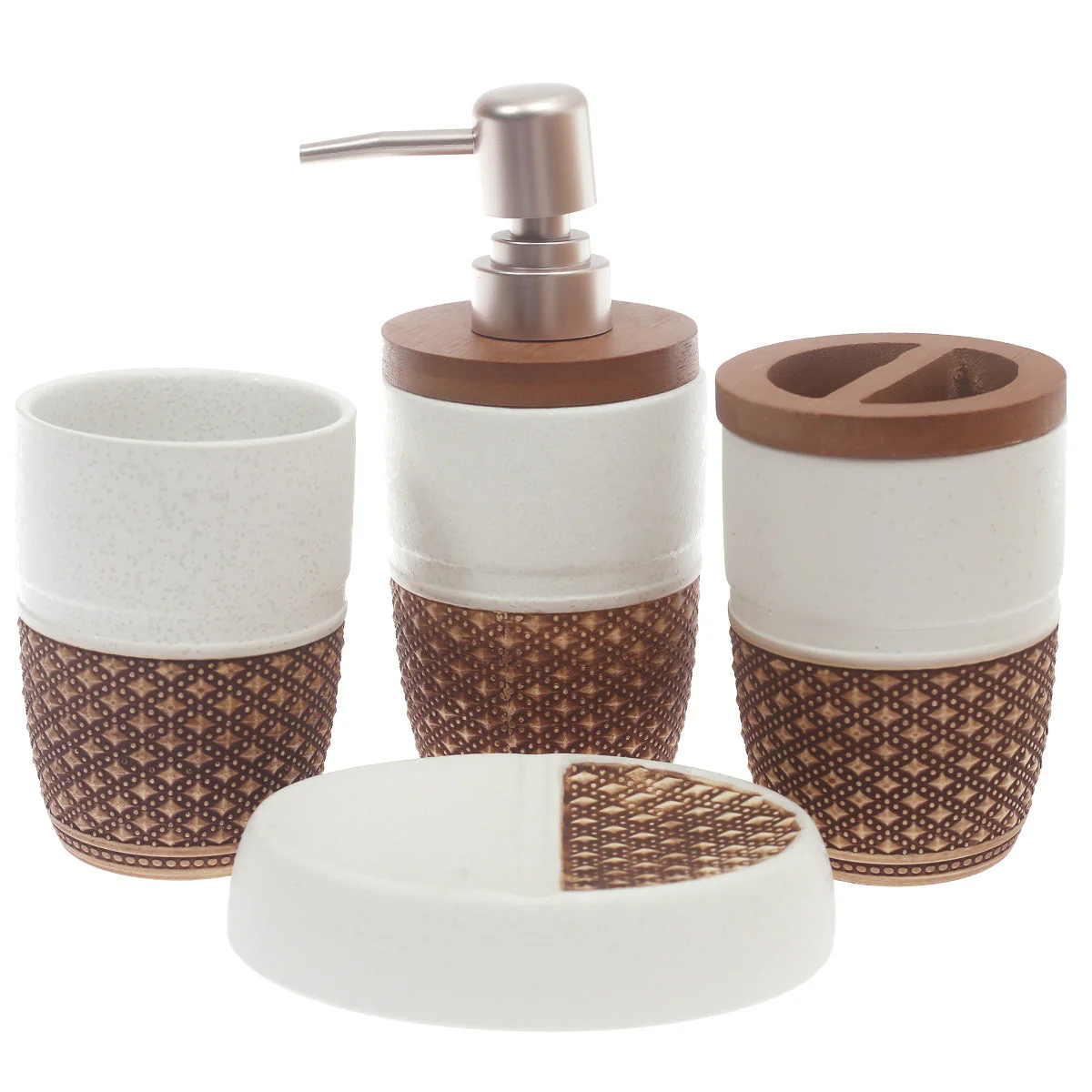 4Pcs Bath Set Brown & White 10 X 9 Inch Gs-16 - Image 2