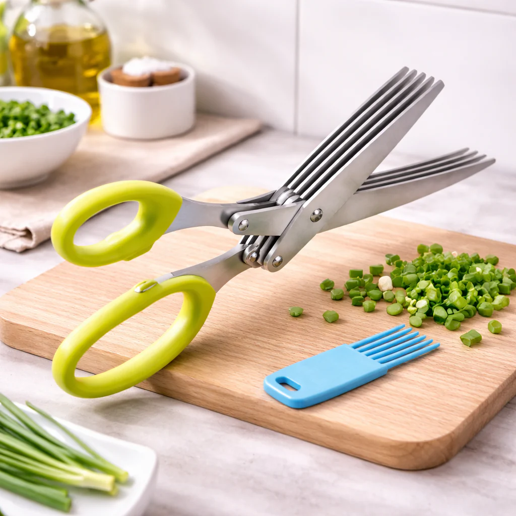 5 Layers Kitchen Scissor – Multi-Blade Herb & Vegetable Cutting Shears with Cleaning Comb