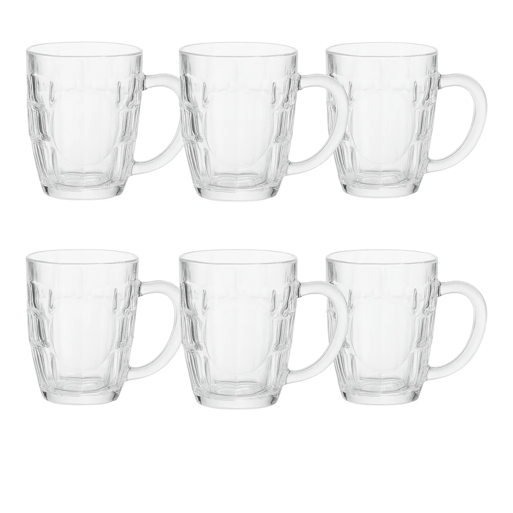 520 ml Large Heavy Glass Mug – Premium Clear Beverage Mug Set of 6 for Water, Juice, Lassi & Shakes - Image 2