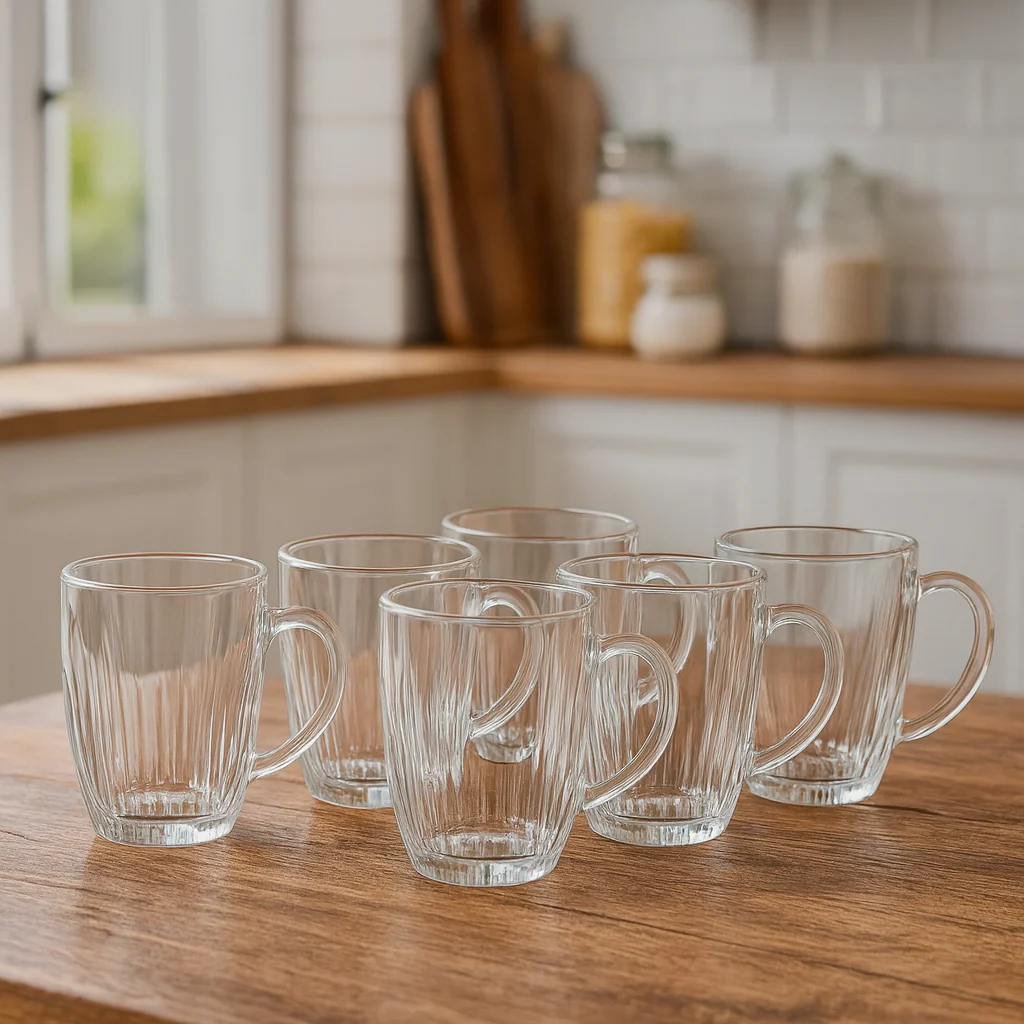 520 ml Premium Glass Juice Mug – Heavy-Duty Beverage Mug Set of 6 for Juice, Water, Shakes & Daily Use