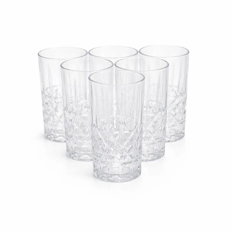 6-Piece Crystal-Style Tumbler Set – Classic Textured Drinking Glasses for Water, Juice & Cocktails